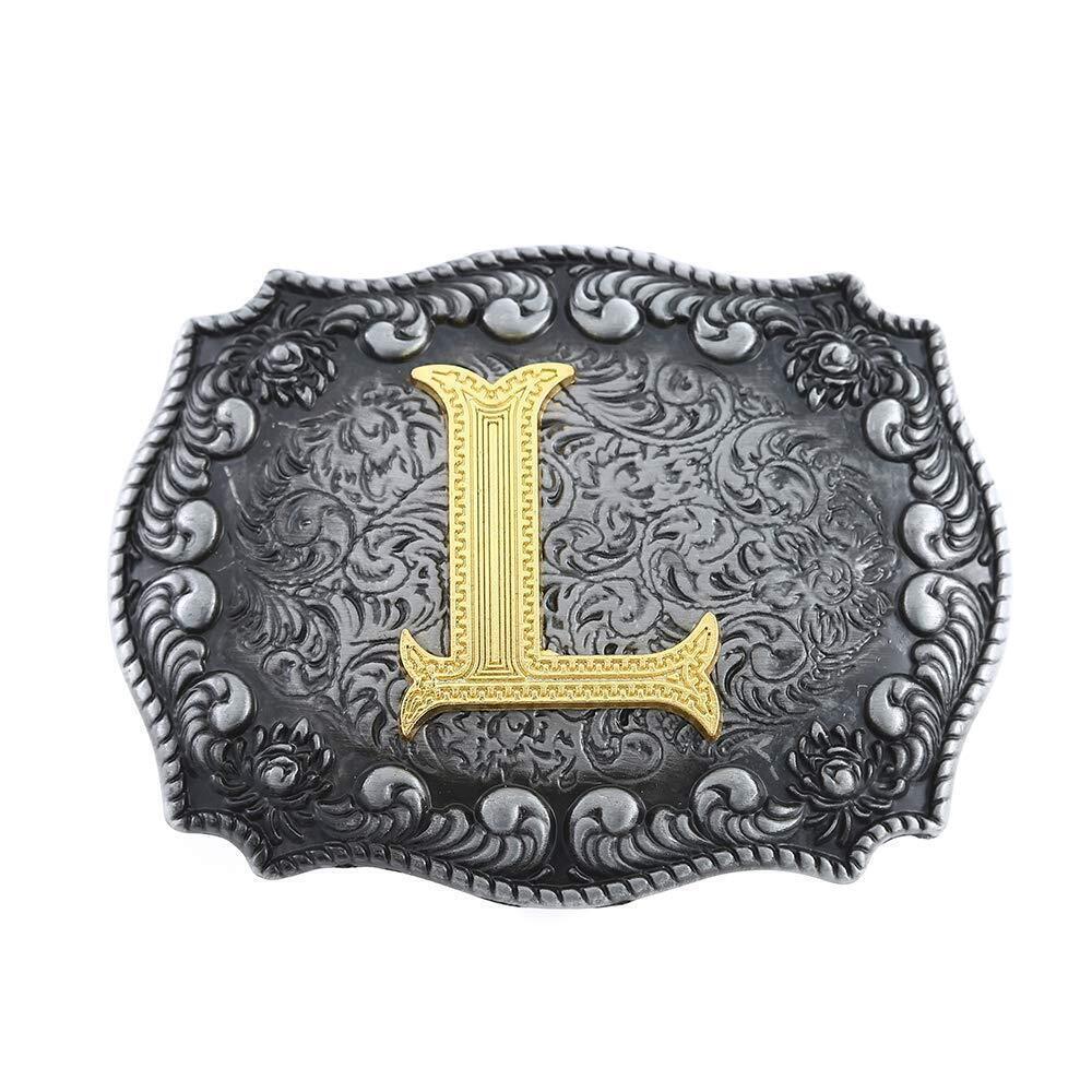 4807 Initial Belt Buckle Western Cowboy Handmade Metal Belt Buckle Small L